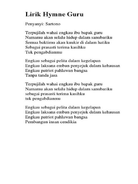 Lagu Hymne Guru Lirik simulasi kehidupan transisi mulus untuk dokter anak image 5